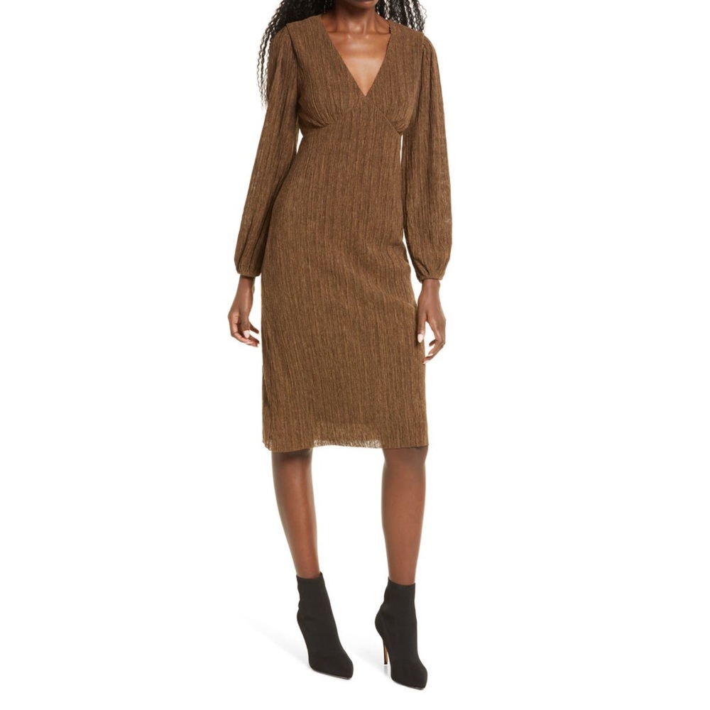 All in Favor Plisse Empire Waist Midi Dress XL